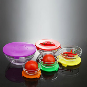 Ensemble de bols <span class=keywords><strong>en</strong></span> <span class=keywords><strong>verre</strong></span> résistant à la chaleur avec couvercle <span class=keywords><strong>en</strong></span> PP, taille personnalisée, lavable, pour riz, salade de fruits et autres aliments - Product Image 3