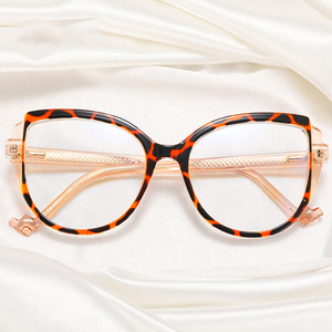 Monture de lunettes œil de chat léopard tendance bloc anti-lumière bleue Designer mode femmes grandes lunettes monture lunettes de prescription - Product Image 3