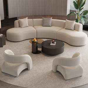 Canapé lune <span class=keywords><strong>de</strong></span> style crème chinois moderne, ensemble sectionnel en tissu luxueux rembourré en forme d'arc pour petits appartements, hôtel, salon - Product Image 3