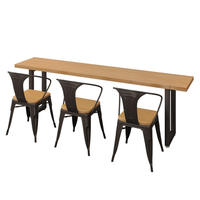 Ensemble table et chaises de bar carrées modernes en bois massif pour 2 à 4 personnes, idéal pour café et restaurant