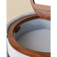Tabouret de coiffeuse moderne et simple en tissu avec miroir éclairé et rangement rabattable – Ensemble de coiffeuse écologique pour chambre et hôtel