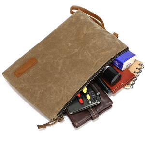 Borsetta impermeabile Vintage con cerniera in tela cerata, custodia, pochette <span class=keywords><strong>da</strong></span> viaggio personalizzata, con etichetta privata - Product Image 2