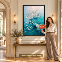 Impression sur toile de vagues océaniques abstraites texturées, art mural, décoration intérieure, peinture à l'huile sur toile personnalisée en relief 3D, paysage côtier