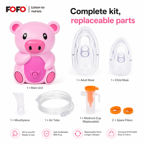 เครื่องพ่น<span class=keywords><strong>ยา</strong></span>แบบพกพาสำหรับเด็ก FOFO BC68005-PG <span class=keywords><strong>ดี</strong></span>ไซน์น่ารักรูปหมู ระดับ Class II ใช้กับคอมเพรสเซอร์ทางการแพทย์ สำหรับบรรเทาอาการหอบหืดในเด็ก ใช้ได้ทั้งที่บ้านและระหว่างเดินทาง - Product Image 2