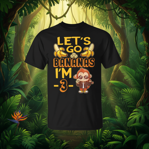 T-shirt pour enfants Let's Go Bananas, je suis de 3 ans, thème Zoo Jungle Safari - Product Image 3