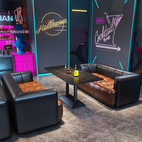 Vente en Gros Usine de Mobilier Commercial Sur Mesure pour Bar à Cigare et Chicha, Salon KTV – Comptoir de Bar en Bois et Cuir, Ensemble de Bar Moderne en Bois Massif