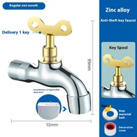 Robinet Bibcock antivol au design moderne Serrure à clé polie pour interrupteur d'eau extérieur pour machines à laver domestiques