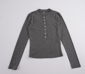 Minimalist Hot Girl Half Zip Crewneck Metal Button Solid Color Knit <b>Top</b> Autumn Winter Versatile Slim Fit Crop Layering <b>Top</b> - Product Image 6
