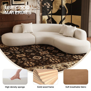 Mobili di Foshan Stile Nordico Moderno <span class=keywords><strong>Divano</strong></span> <span class=keywords><strong>Angolare</strong></span> Bianco di Alta Qualità <span class=keywords><strong>Divano</strong></span> Componibile Modulare di Lusso in Bouclé Curvo per Soggiorno e Casa - Product Image 2