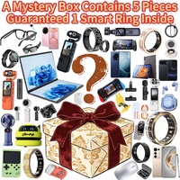 Boîte mystère électronique porte-bonheur garantie avec anneau intelligent inclus, 5 pièces : Téléphone 5G, Lunettes intelligentes, Montre, Écouteurs, Drone, Caméra d'action, Cadeaux