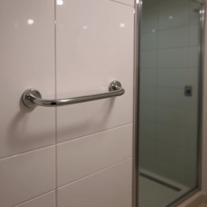 Barre d'appui de sécurité droite chromée pour salle de bain, 120 cm - Product Image 3