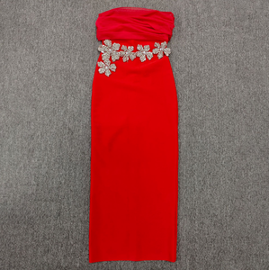 SB3646 مثير قبالة الكتف الماس النساء بلا أكمام لامعة الكريستال طويلة Bodycon فساتين المشاهير حزب ضمادة اللباس - Product Image 4