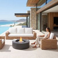 Ensemble de canapés modulaires d'extérieur en rotin PE de luxe YORLLA, aluminium, éponge haute résilience, meubles de patio