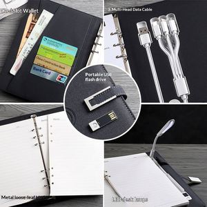 Carnet de notes A5 en cuir PU avec batterie externe sans fil, agenda de bureau avec lampe LED, clé USB 16 Go et boucle, carnet professionnel - Product Image 4