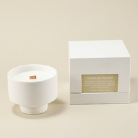 Bougie parfumée artisanale en cire de soja, dans un pot en céramique en forme de pilier, avec mèche en bois, pour la décoration de la maison et l'aromathérapie