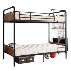 Custom-made wrought iron bunk <b>beds</b> for home use, hotels, apartments, and bedrooms, featuring <b>storage</b> cabinets and drawers, - Product Image 5