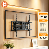 Braket Dinding TV Baja Paduan Tugas Berat Khusus, Mendukung Layar LED/LCD 42/100 Inci, Putar & Miringkan Penuh, VESA 100x100