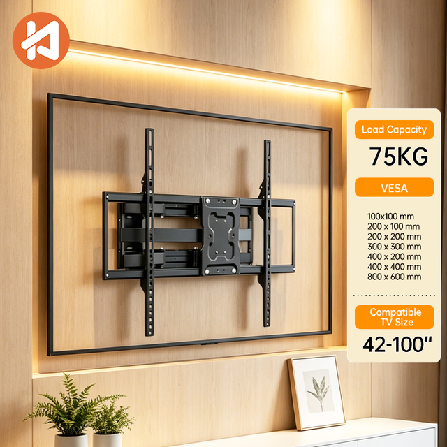 Custom Heavy Duty Alloy Steel TV Wall Mount Bracket Supports 42/100 Inch LED/LCD Screens Full Motion Swivel Tilt VESA 100x100