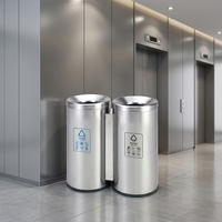 Poubelle double antirouille de haute qualité pour salle d'attente d'aéroport et couloir public – Poubelle intérieure tendance pour tri sélectif