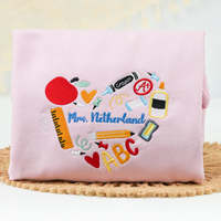 Personnalisé Brodé 3D Formel 90s Vibe Professeur Sweat Personnalisé Cadeau Avant Badge Décoration Automne/Hiver Garderie