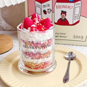 2026 Trending Products Handmade Novelty Mini Cute Art Soy Wax Scented Glass Lemon Strawberry Food Mousse Cupcake Dessert <b>Candles</b> - Product Image 2