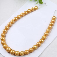 Brin de perles rondes Edison d'eau douce naturelle, couleur or, 11-15mm