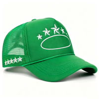 Gorra de béisbol de 5 piezas a la moda con cuerda, gorra trucker, gorra de malla bordada con estrellas, personalización de fábrica y venta al por mayor