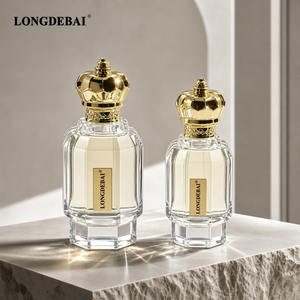 Luxury Octagonal Clear <b>Glass</b> Perfume Bottle 50ml 100ml Empty Refillable Fragrance <b>Spray</b> Perfume Bottle with Crown Cap - Product Image 1