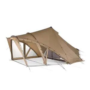 חלל גדול אוהל לקמפינג משפחת מסיבת ציד חיצוני אוהל מורחב צורת פוליאסטר אוהל