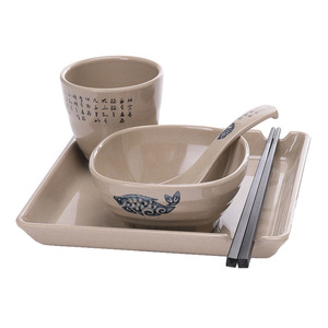 Service de table A5 en mélamine imitation porcelaine, style chinois (quatre pièces) - Bols, cuillères et assiettes pour restaurant de fondue - Product Image 2