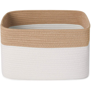 Rope Storage Basket Decorative Cotton Basket Practical Laundry Box Cotton Rope Storage Basket With Handles