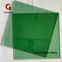 Verre feuilleté trempé teinté vert français 4mm 6mm 8mm 10mm certifié CE pour mur-rideau, fenêtre, cloison, façade, taille personnalisée