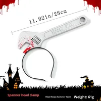 Accessoire de déguisement réaliste pour Halloween, mascarade, farces et effets d'horreur, avec effets de tête traversée par couteau, couteau, seringue, ciseaux, scie, pour décoration de fête et accessoire de tête