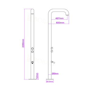 Doccia a Pioggia Moderna in Acciaio Inox da Terra con 2 Funzioni per Piscina Esterna - Product Image 5
