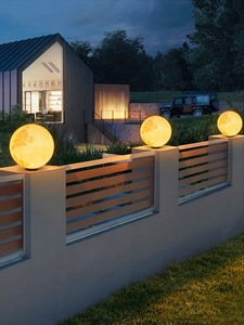 เสาสแตนเลสทรงกลมติดรั้วประตูสวน4x4 5X6เสาไฟ LED ดวงจันทร์กันน้ำทันสมัย