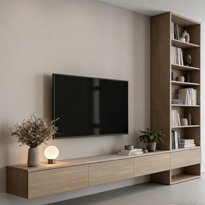 <span class=keywords><strong>Meuble</strong></span> <span class=keywords><strong>TV</strong></span> en bois écologique avec design de panneau moderne, hauteur réglable, compartiments ouverts pour salon, mobilier de maison - Product Image 1