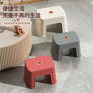 Tabouret pour enfants en plastique épaissi avec dossier, chaise de salle de bain multicolore pour enfants, utilisation dans le salon - Product Image 2