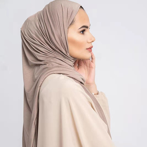 Venta al por mayor liso turbante musulmán <span class=keywords><strong>Hijab</strong></span> Jersey algodón <span class=keywords><strong>Hijab</strong></span> árabe Jersey chales bufanda mujeres - Product Image 3