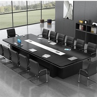 Table de conférence de bureau, bureau long, table minimaliste moderne en forme de bar, ensemble de chaises pour salle de réunion, formation en gros format pour employés, bambou