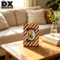 Bingkai Foto Resin Kayu Motif Garis Diagonal DX Designs Ukuran 4x6 5x7 8x10 Inci, Bingkai Gambar Kayu Berdiri Sendiri, Dekorasi Rumah Bergaya Retro untuk Meja
