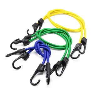 Oem Factory 8mm Heavy Duty Stretch Elastic Luggage Rope Bungee Cord With Plastic Hook For Transportation