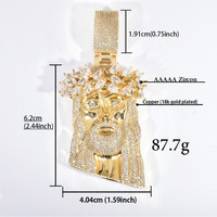 Collar Personalizado con Colgante de Jesús Estilo Hip Hop, con Circonitas en Forma de Pera, Chapado en Oro de 18k, Joyería de Moda para Hombre