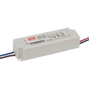 Controlador LED Mean Well LPC-20 de 20W 350mA, convertidor de corriente constante AC/DC de un solo canal, IP67 - Product Image 1