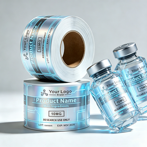 Customised holographic <b>labels</b> for small bottles with low minimum order quantities 3ml, 10ml and 30ml; wholesale <b>waterproof</b> glass - Product Image 6