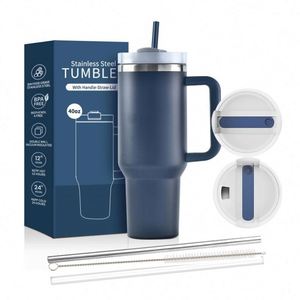 Gobelet isotherme 40oz 30oz avec poignée, en acier inoxydable à double paroi, pour sublimation, avec paille et couvercle, tasse à café - Product Image 1