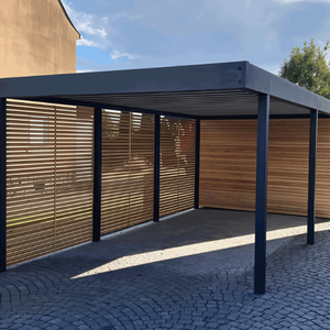 Abri de voiture à toit plat, design moderne et minimaliste, structure en aluminium légère, abri couvert imperméable pour maison urbaine contemporaine - Product Image 2