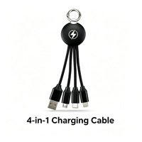 Câble de charge tressé en nylon 4-en-1 avec logo personnalisé, chargeur rapide multifonction USB Type-C/Micro-USB/Lightning – Cadeau