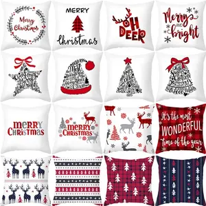 2020 Christmas Decoration 45*45 Cartoon Santa Claus Christmas Pillowcase Linen Pillow Covers Sofa Home Decor