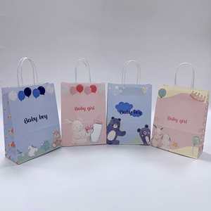 Bolsas de Regalo de Papel Kraft Blanco KM para Baby Shower con Asas, Bolsa de Embalaje Reciclable en Existencia Lista para Enviar, Artículos para Fiestas - Product Image 4