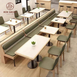 Conjunto <span class=keywords><strong>de</strong></span> Muebles Modernos <span class=keywords><strong>para</strong></span> Restaurante, Sofá en Forma <span class=keywords><strong>de</strong></span> L <span class=keywords><strong>para</strong></span> Cafetería con Mesas y Sillas Cuadradas <span class=keywords><strong>de</strong></span> Madera <span class=keywords><strong>para</strong></span> Cafetería - Product Image 1